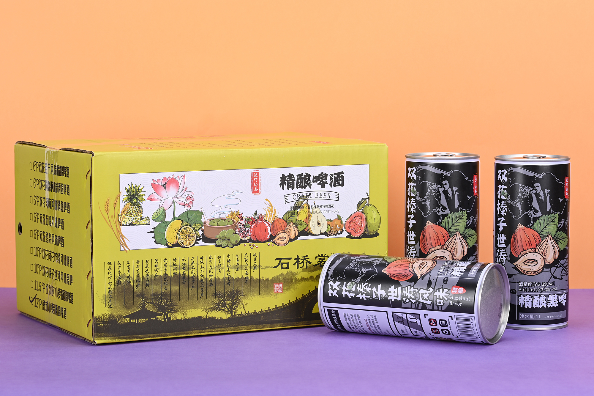 中国工厂 330ml 500ml 1000ml 榛子烧焦麦芽混合精酿黑啤酒