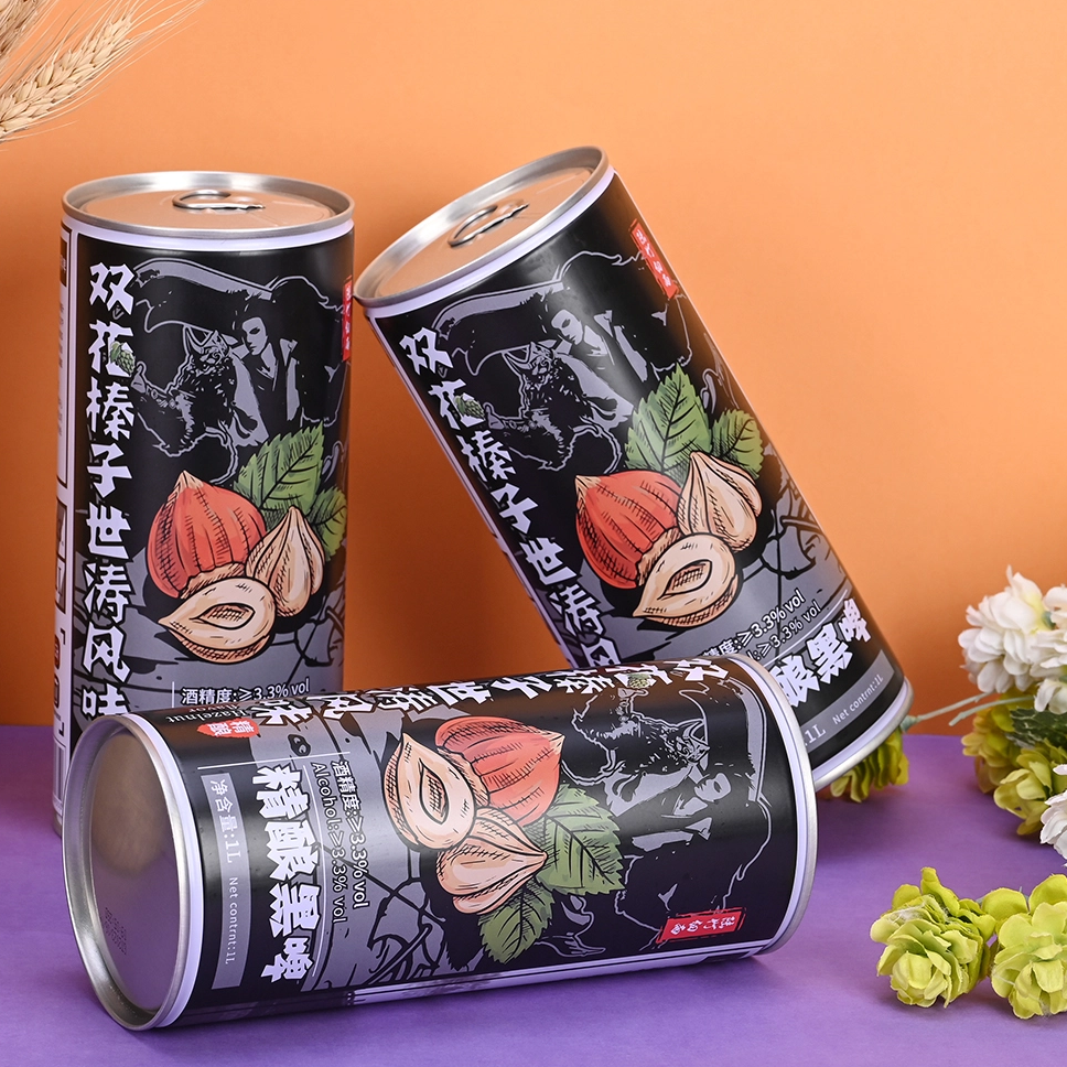 批发定制2%vol -8%vol酒精饮料榛子坚果味黑啤酒罐装