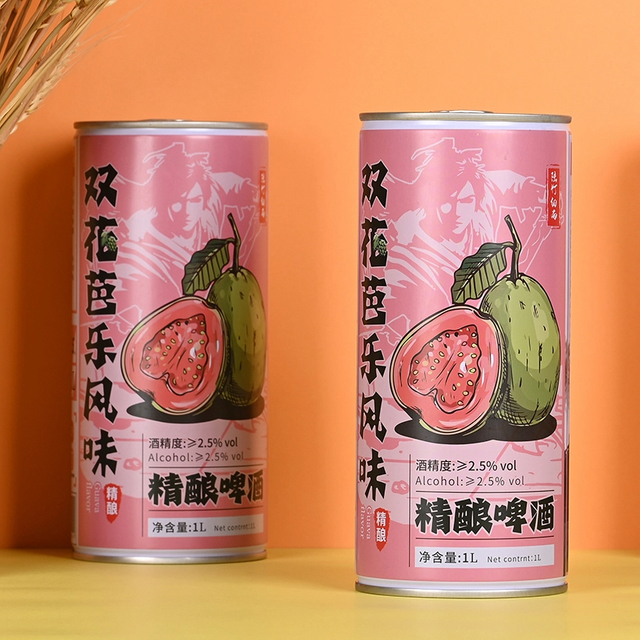 批發 OEM 330ml 500ml 1L 鋁罐裝番石榴風味混合精釀水果啤酒 