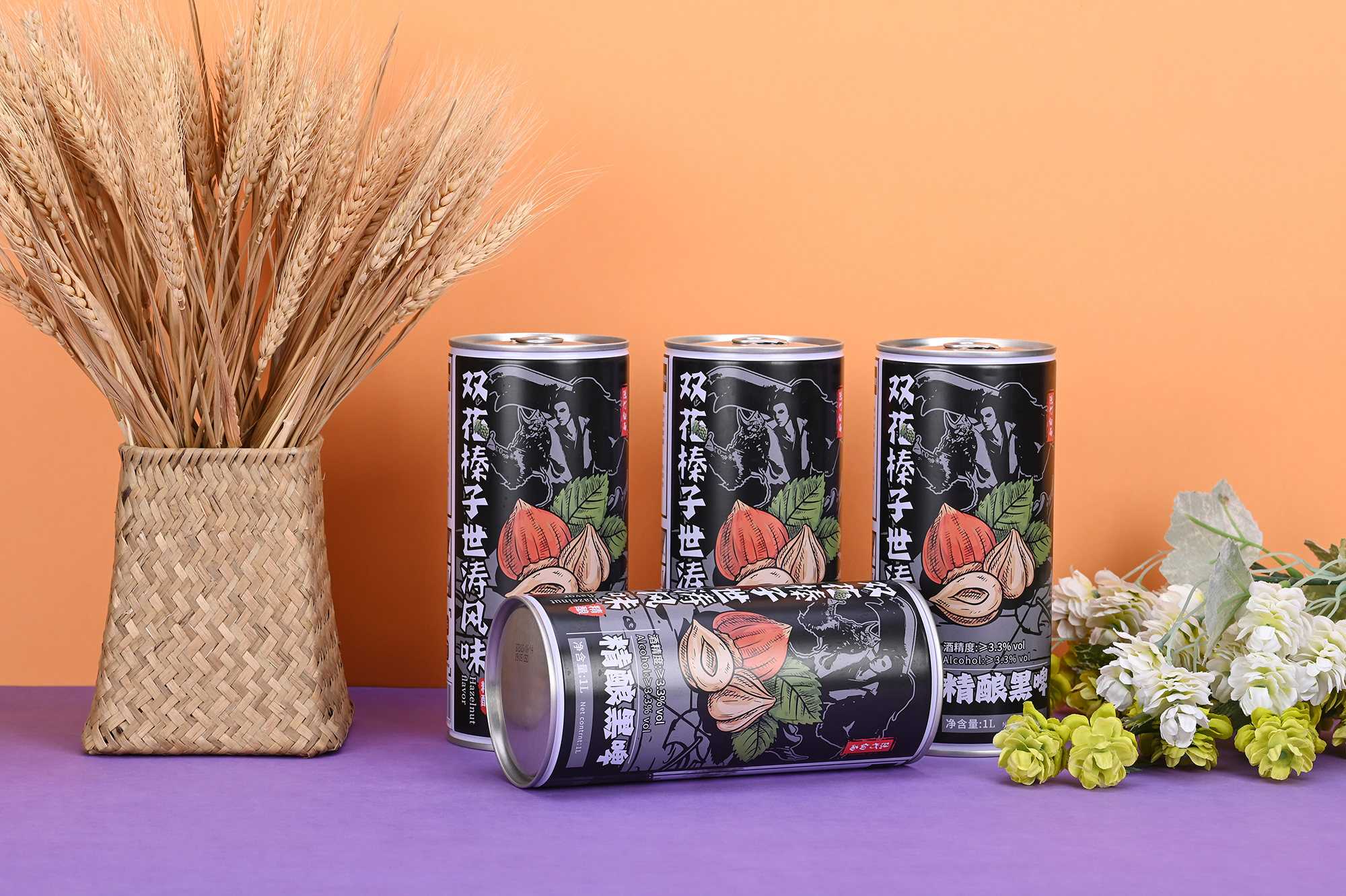 中国工厂 330ml 500ml 1000ml 榛子烧焦麦芽混合精酿黑啤酒