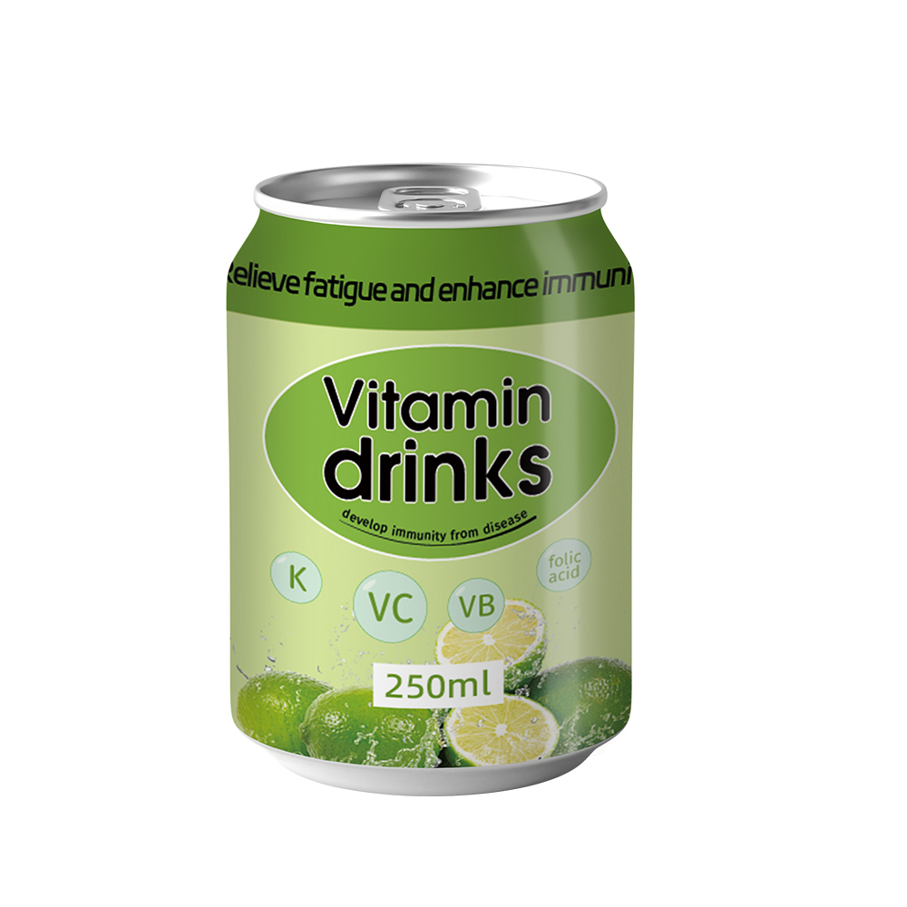 OEM 自有品牌 250 毫升罐裝檸檬味維生素 C 起泡能量水軟飲料