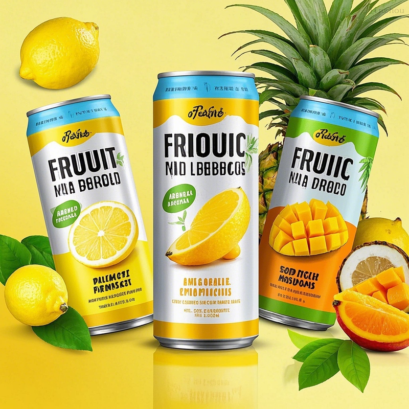 飲料廠定制自有品牌接受檸檬芒果菠蘿罐頭天然熱帶果汁混合風味起泡飲料