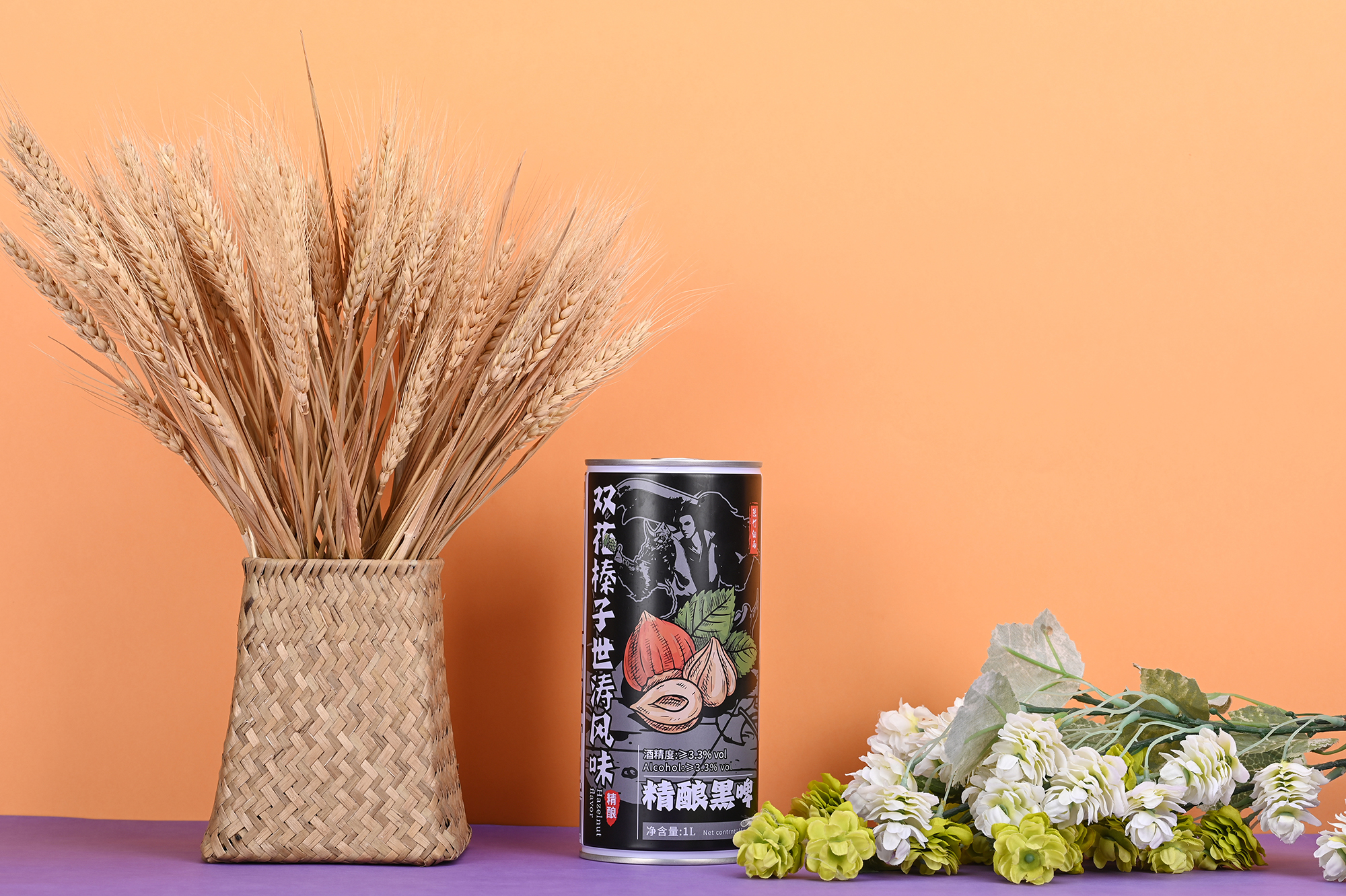 中国工厂 330ml 500ml 1000ml 榛子烧焦麦芽混合精酿黑啤酒